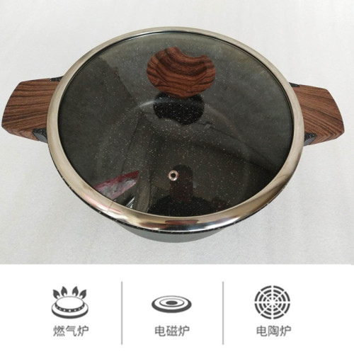 An Aluminum Pot Household Korean Style Medical Stone Non-Stick Pan Stockpot Thermal Cooker Induction Cooker Open Flame Universal 28cm