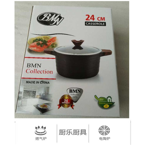 Spot Supply Korean Style Medical Stone Non-Stick Pan Stockpot Thermal Cooker Induction Cooker Open Flame Universal 24cm