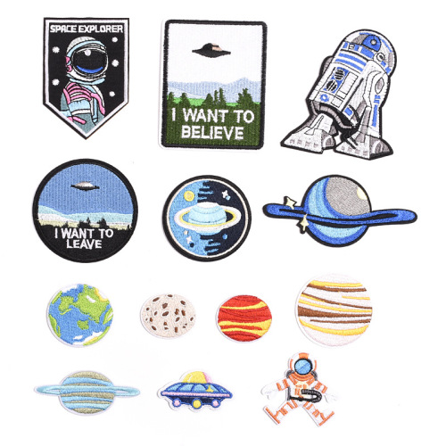 Universe Star Astronaut Earth cloth Stickers Embroidered Cloth Stickers Clothes DIY Decoration Patch Adhesive Factory in Stock