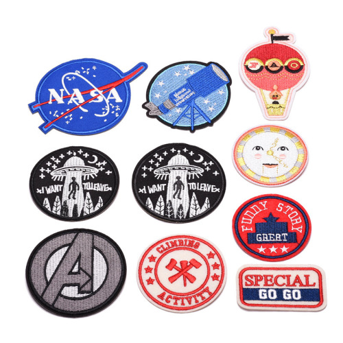 Trademark round Badge Embroidery Cloth Stickers Clothes Accessories Fashionable Style with Hot Glue Embroidery Stamp Patch Cross-Border Exclusive