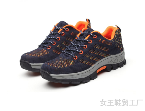 factory direct sales flying woven mesh surface breathable safety protective shoes puncture-proof steel european standard steel toe cap labor protection shoes wholesale