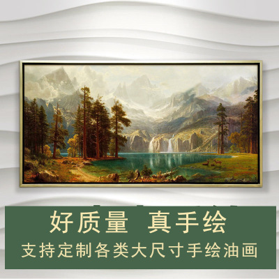 Pure Hand Drawing Oil Painting Customized European and American Style Landscape Rich Deer Living Room Entrance Hotel Model Room Decorative Hanging Painting