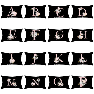 GM134 Black Crown Letters Lumbar Cushion Cover Custom Peach Skin Fabric Sofa Waist Cushion Cover Car Throw Pillowcase