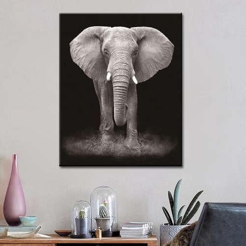Modern Minimalist Elephant Animal Close-up Picture Living Room Decoration Material Canvas Painting Frameless Painting Core Foreign Trade Popular Style