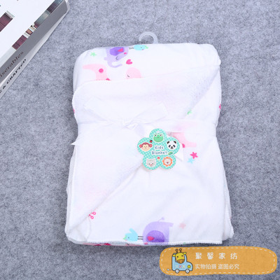 Double-Layer Short Plush Lambswool Baby Blanket Soft Children's Blanket Printed Blanket
