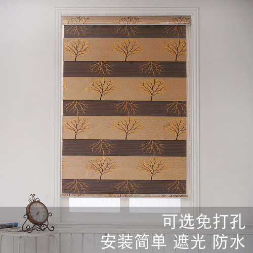 New Curtain Coffee Color Money Tree Soft Gauze Curtain Bedroom Kitchen Bathroom Room Darkening Roller Shade Wholesale Factory Direct Sales