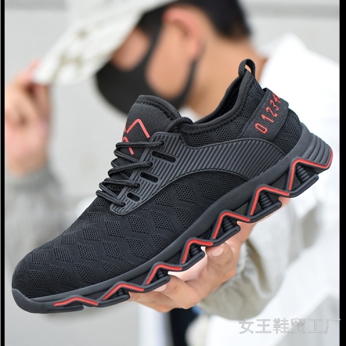 new cross-border labor protection shoes men‘s anti-smashing anti-piercing flying woven safety shoes steel toe protective shoes manufacturers supply work shoes
