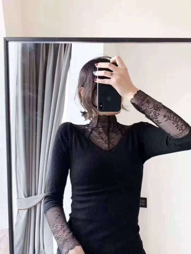 seamless mid-collar lace goddess clothing