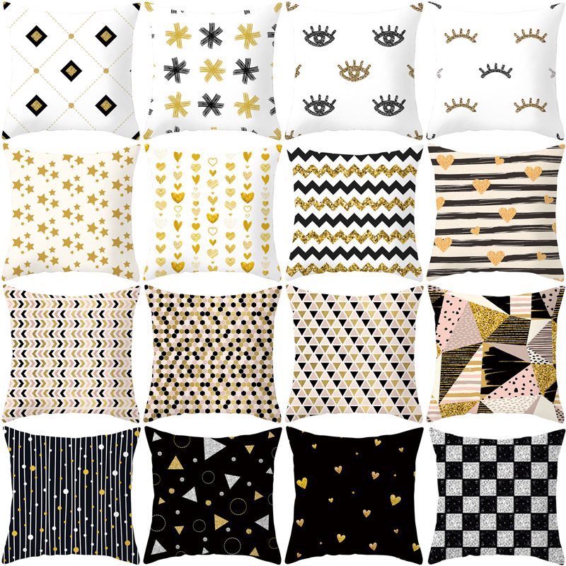 Gm015ins Nordic Style Golden Geometric Printing Sofa Pillow Cases Cushion Cover Customized Popular S