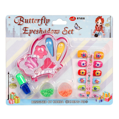 Butterfly Eye Shadow 2 Generation Children's Cosmetics Toy Girl Nail Sticker Nail Polish Ornament Set Foreign Trade Wholesale