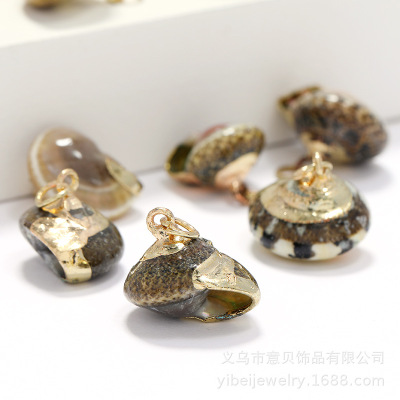 Yibei Electroplating Edge Golden Rain Hat Screw Gold-Plated Edge Conch Necklace Pendant Accessories