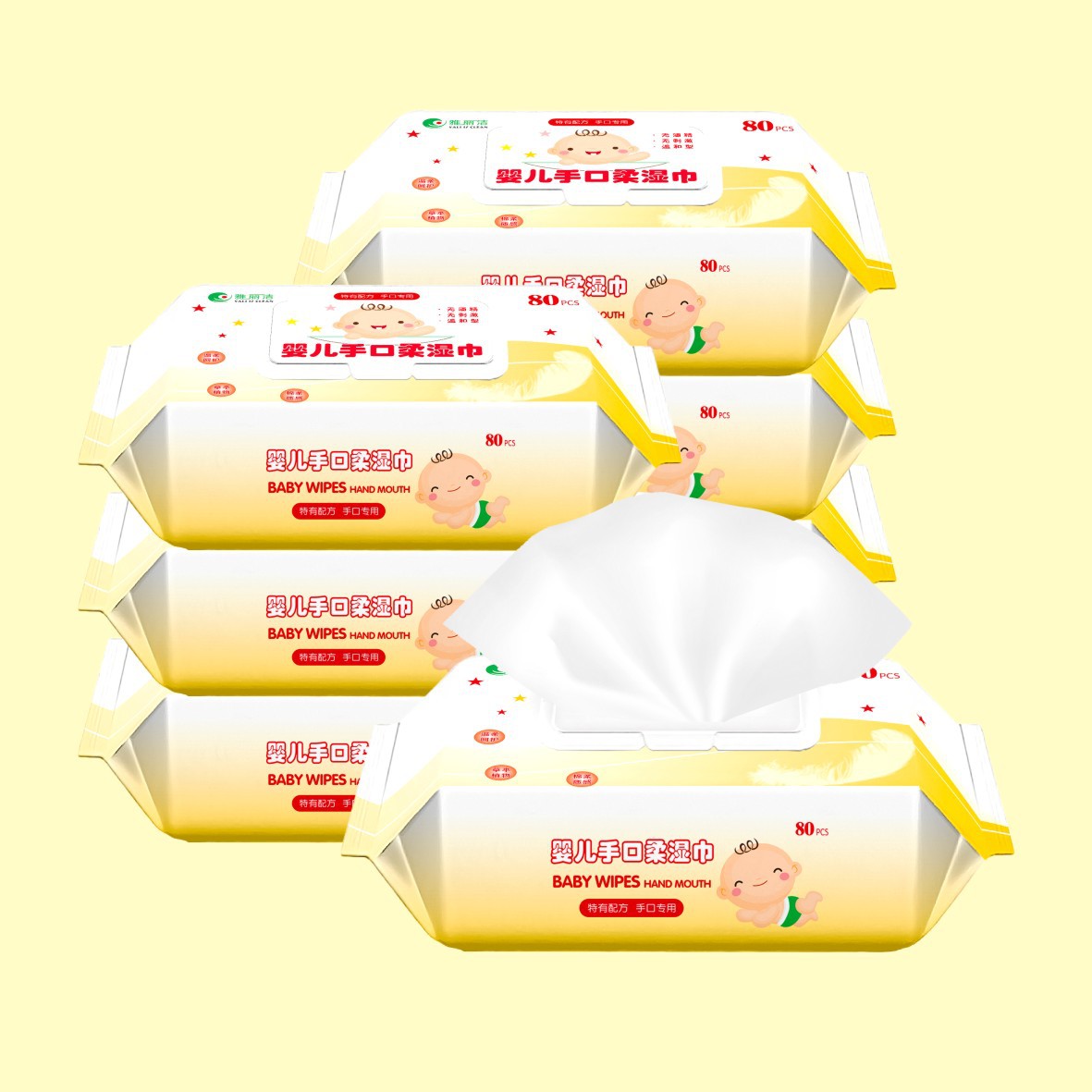 Factory Wholesale Baby Hand and Mouth Wipes Super Soft and Tasteless Skin-Friendly Cleaning Baby Wet