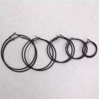 Japanese and Korean Simple Fashion Cool Black Big and Small Circles Earrings Circle Earrings Earrings 2 Yuan Store Jewelry Wholesale