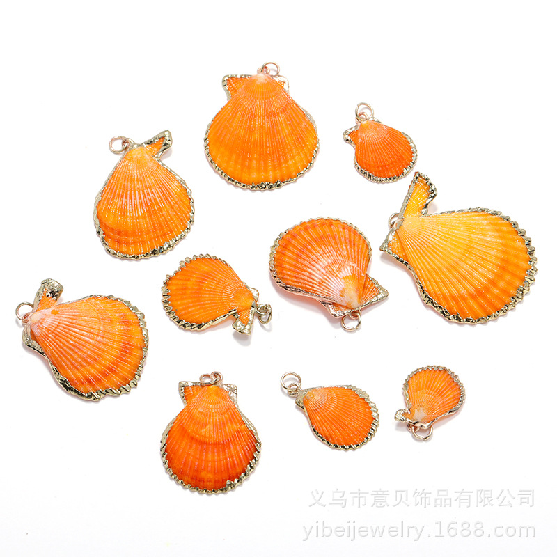 Yibei Electroplated Silver Edge Shell Silver Edge Lemon Color Shell Amazon Pendant Necklace Bracelet