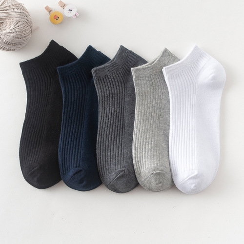 socks for men spring and summer new double needle solid color boat socks wholesale solid color cotton all-match men‘s socks breathable socks