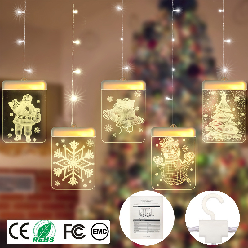 亚马逊冰条灯LED星星灯圣诞装饰灯串节日室内满天星彩灯USB窗帘灯