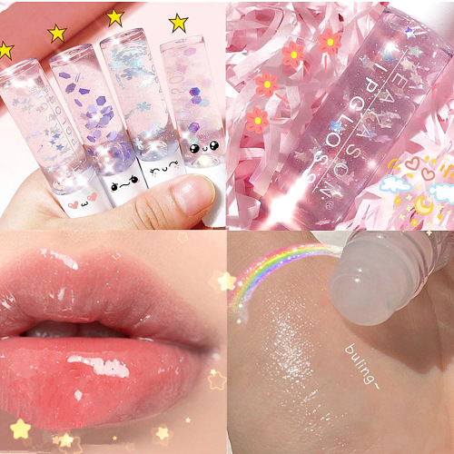 Cross-Border Beads Transparent with Flash Bitten Lip Makeup Pearl White Base Lip Gloss Transparent Lip Gloss Nourishing Moisturizing Lip Gloss