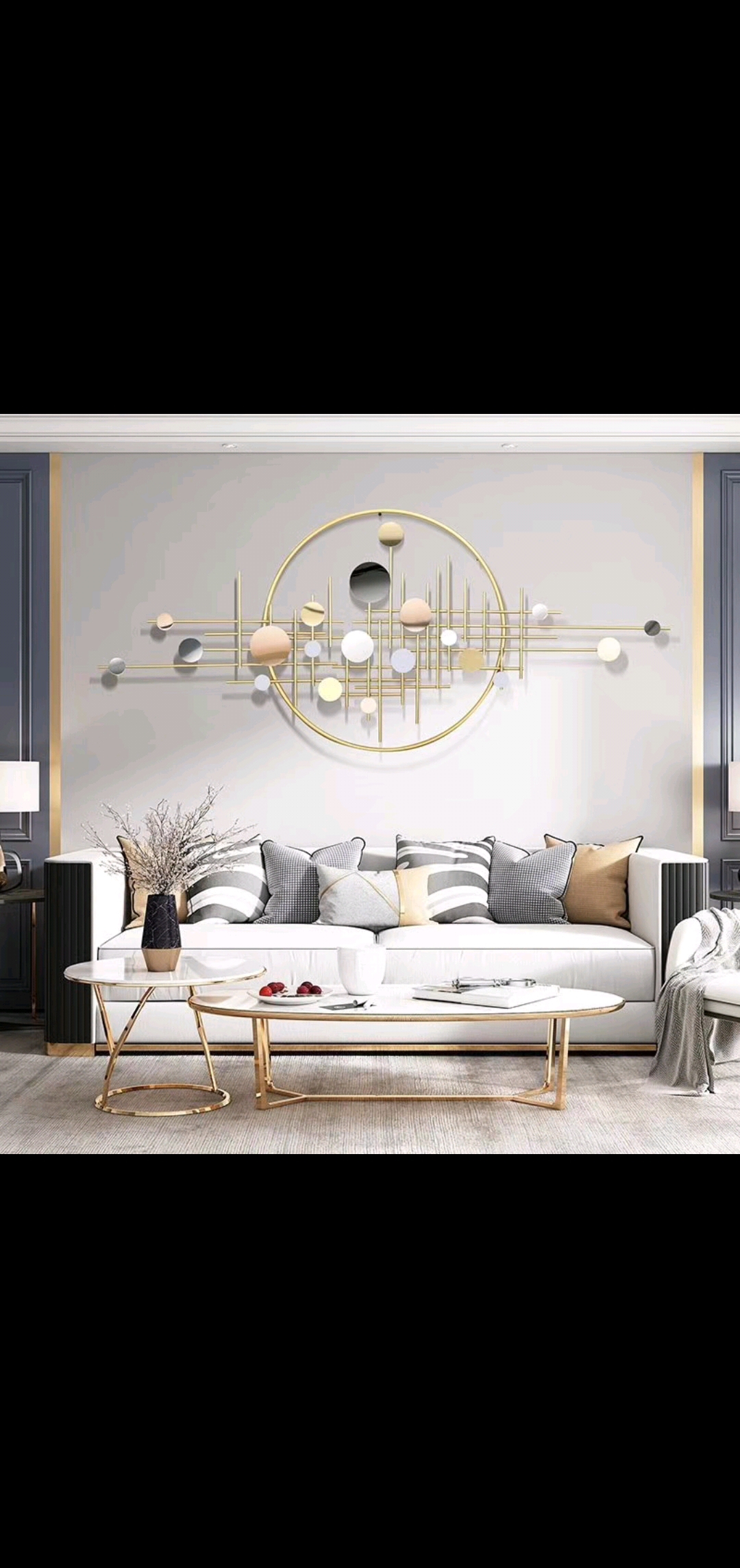 Light luxury iron art home living room wall decoration background wall creative bedroom metal Nordic decoration wall han