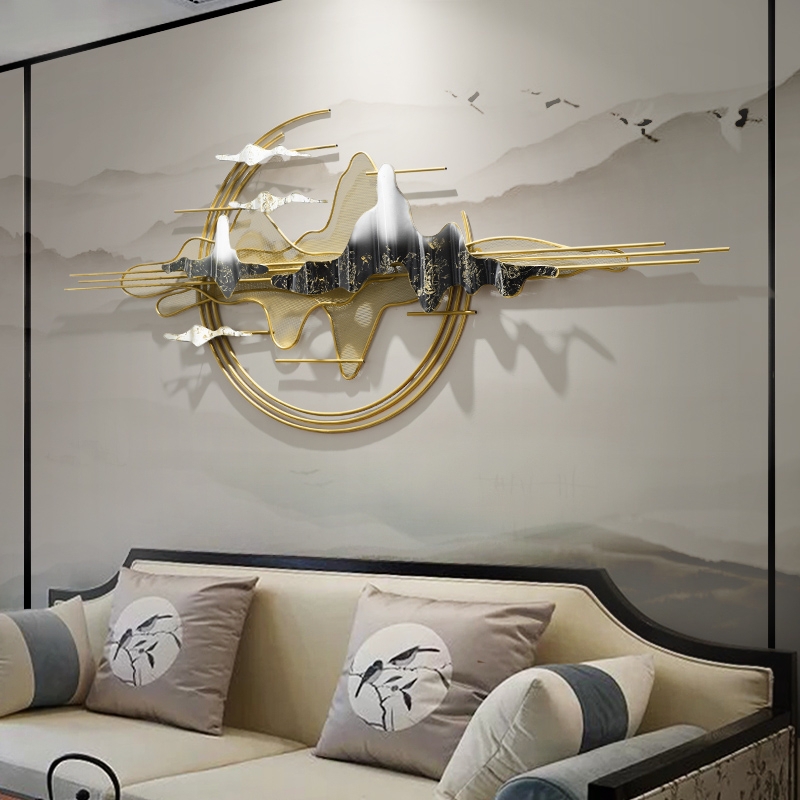 Sofa background wall pendant wall decoration iron light luxury wall hanging living room creative modern atmospheric meta
