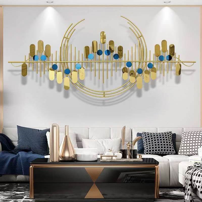 Sofa background wall pendant wall decoration iron light luxury wall hanging living room creative modern atmospheric meta