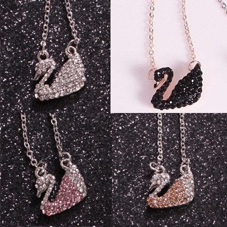 Korean Style Swan Necklace Full Diamond Lady Style Pendant Choker Simple Rhinestone Short Jewelry Wh