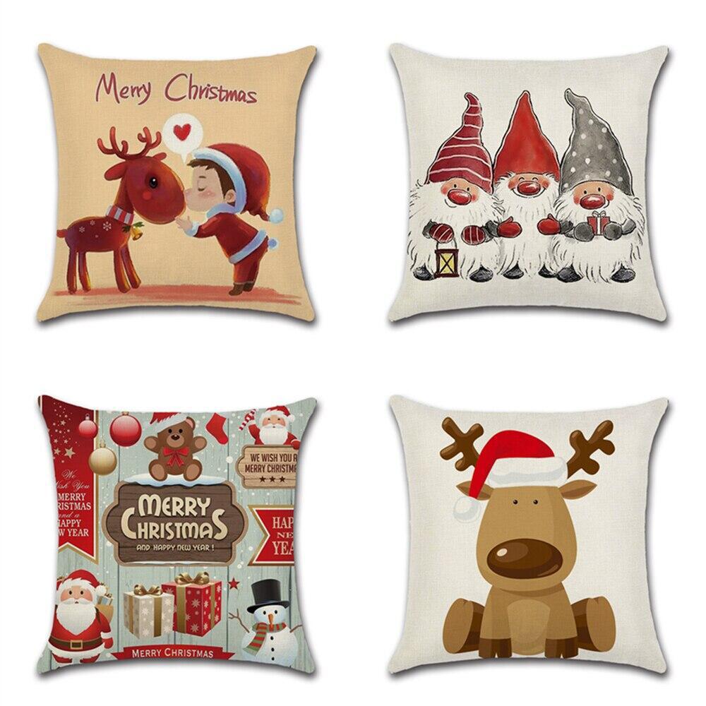 Christmas Tree Deer Pillow Case Cute Christmas Cushion Cover Car Home Sofa Decorative Pillow Case Gr