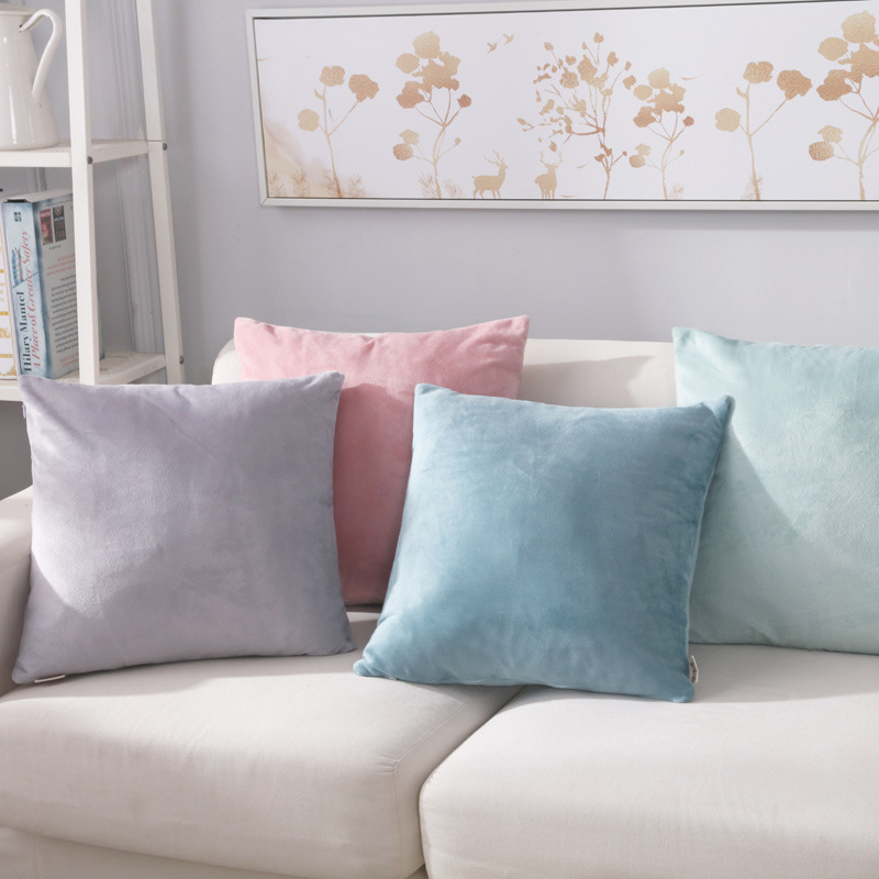 Xiangdaifang Morandi Warm Fleece Pillow Crystal Velvet Warm Cushion Car and Sofa Backrest Office Lun