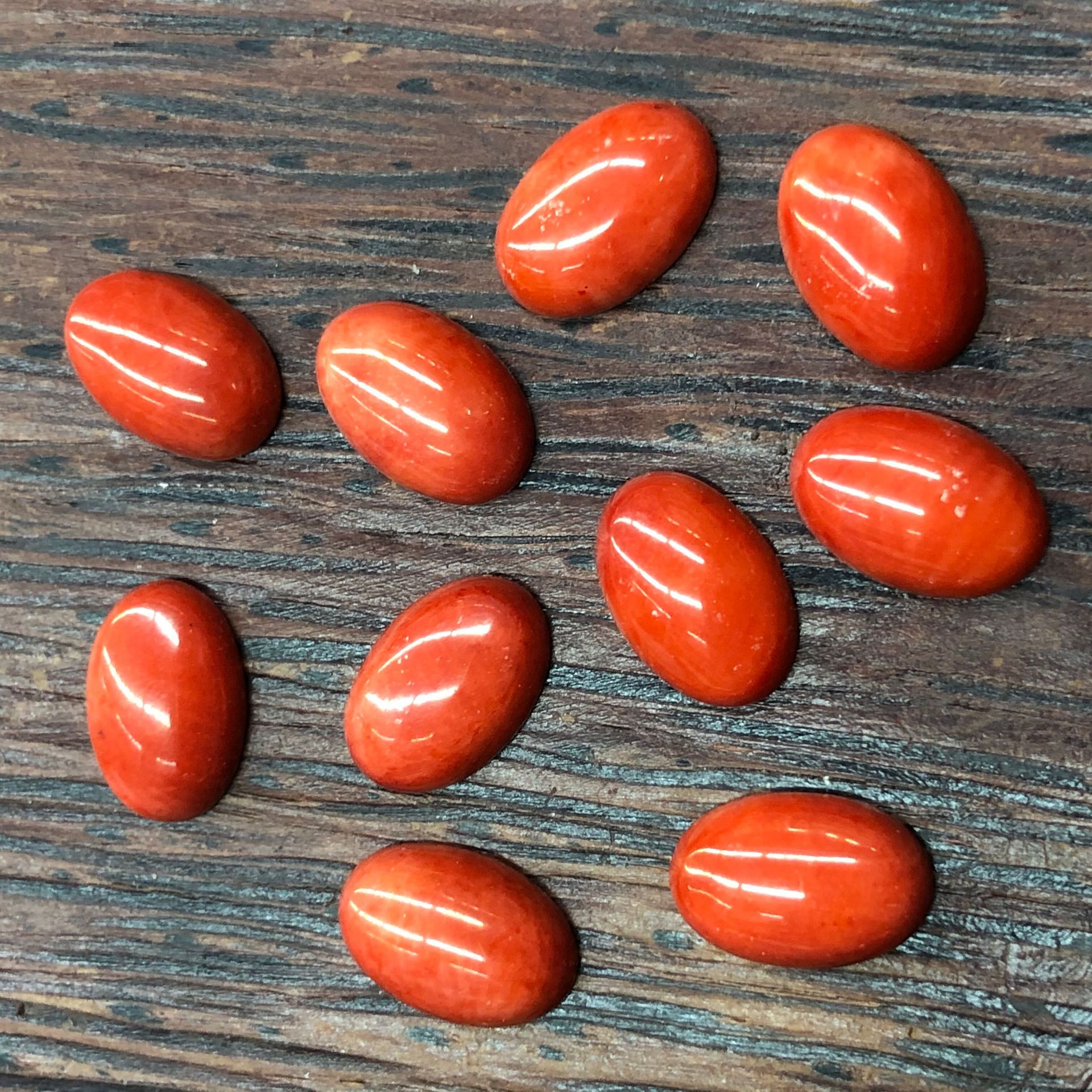 染色珊瑚蛋形戒面 diy画框戒指面镶嵌饰品配件