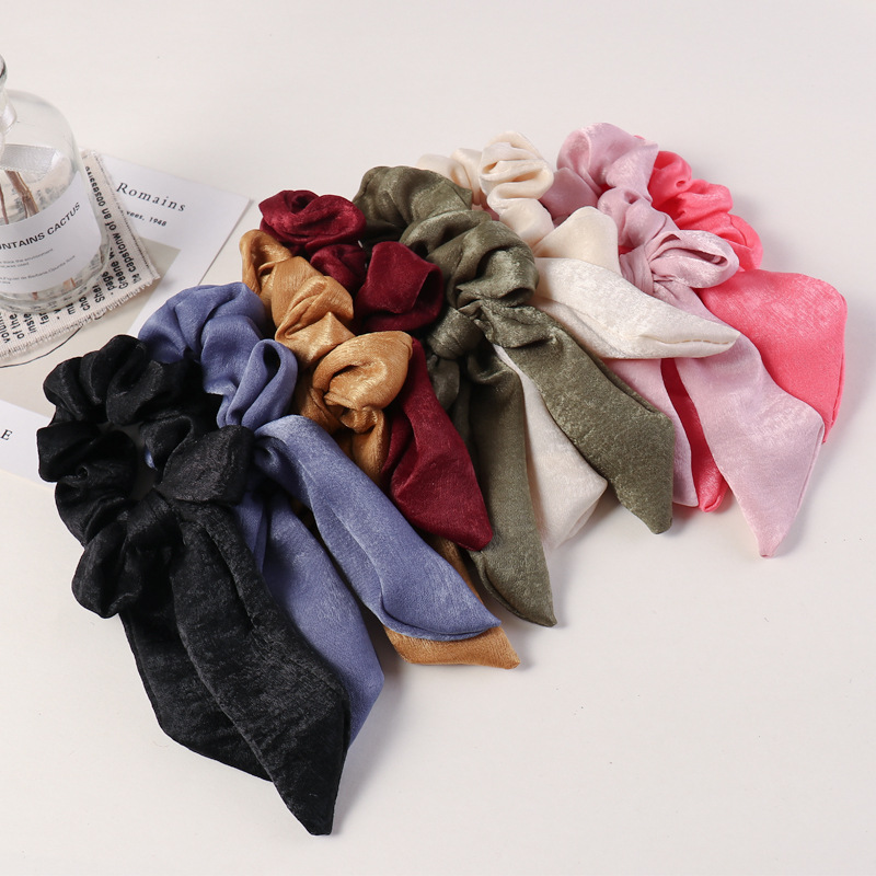 French Style Bow Hair Rope Simple All-Matching Ins Satin Hai...