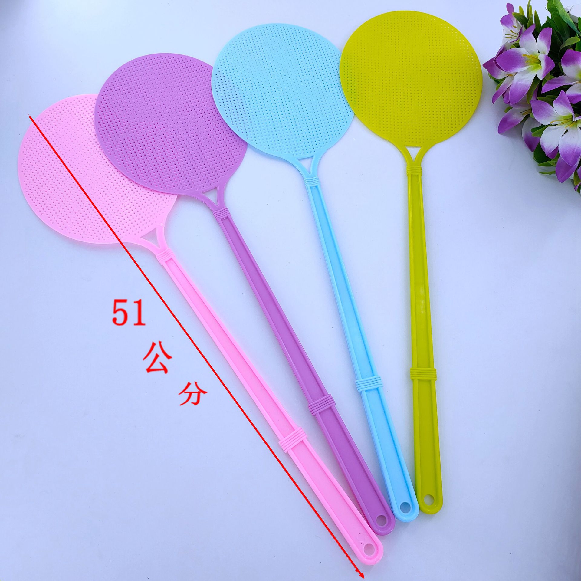 Large Household Plastic Long Handle Thick Swatter Manual Mosquito Fighting Mosquito Swatter round He