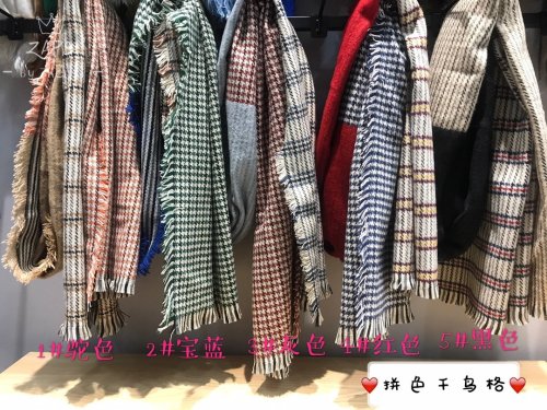 Houndstooth Scarf Female Winter Korean Style Student All-Matching Warm Cashmere-like Thickened Scarf Shawl Outer Match Dual-Use