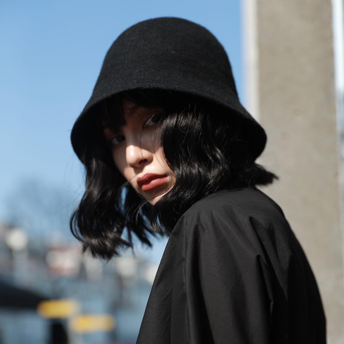 日系纯色加厚渔夫帽子女秋冬天百搭文艺盆帽韩版出游羊毛线针织帽
