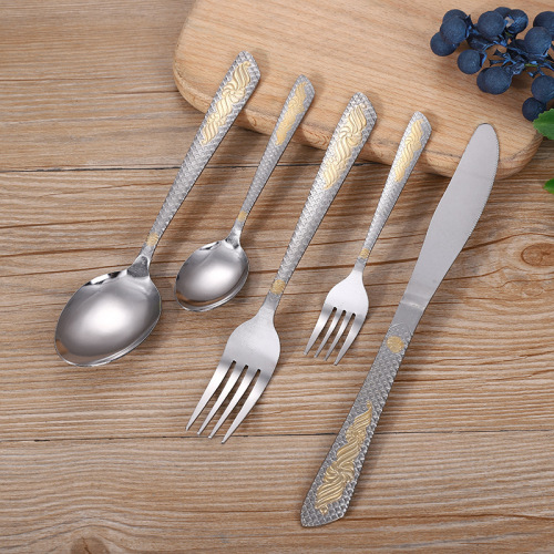 Hotel Tableware Stainless Steel Knife， Fork and Spoon Western Tableware Stainless Steel Spoon Factory Direct Sales Fashion Simple