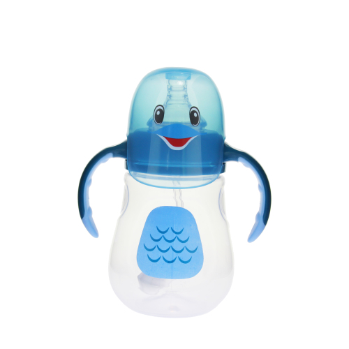 Penguin Shape Pp Feeding Bottle Multi-Color Optional Non-Slip Design with Handle