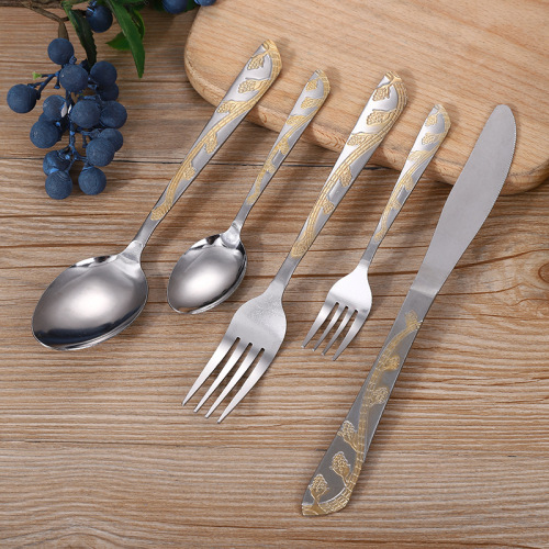 stainless steel knife， fork and spoon western tableware stainless steel spoon factory direct sales fashion pattern