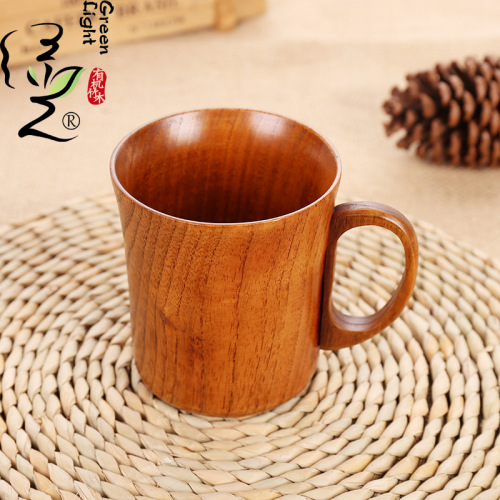 green Light Hot Sale Creative Retro Handled Tea Cup Jujube Wood Cup Wooden Coffee Cup Tea Cup Milk Cup