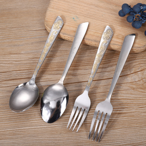 Stainless Steel Spoon Knife and Fork Tableware Full Set Hotel Western Tableware Factory Direct Simple Knife and Fork Gift
