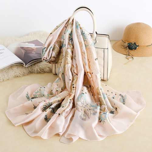 new silk satin scarf korean elegance simulation in spring 2020 silk scarf female travel sun protection beach towel