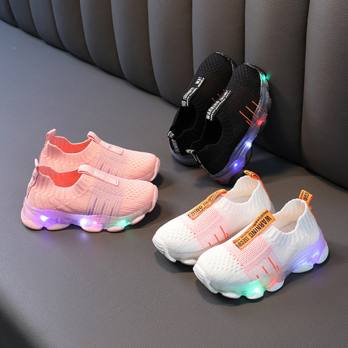 Autumn New LED Flash Fashion Flying Woven Socks Shoes Outdoor Men‘s and Women‘s Travel Shoes Source Factory Direct Delivery