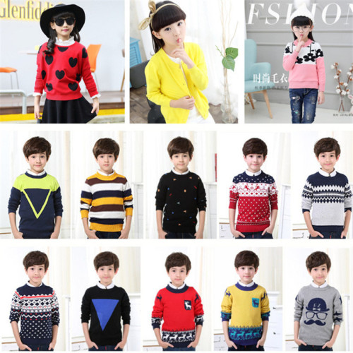 Girl‘s Sweater Children‘s Clothing Autumn and Winter Solid Color Core-Spun Yarn Bottoming Shirt Fashion Pullover Inner Wear Knitwear Leftover Stock