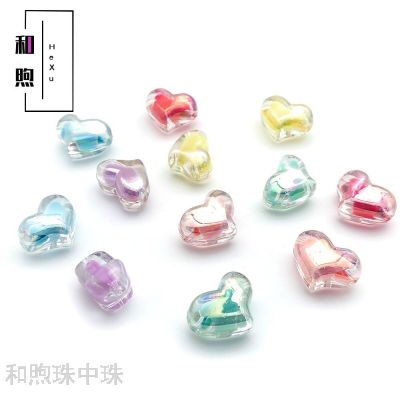Korean Style Colorful Inner Color Peach Heart Crooked Peach Heart Colorful Acrylic Beads