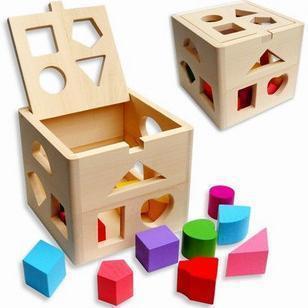 Wooden Educational Toys Children's Toys P.52 Ten Three-Hole Intelligence Box Shape Matching Pai