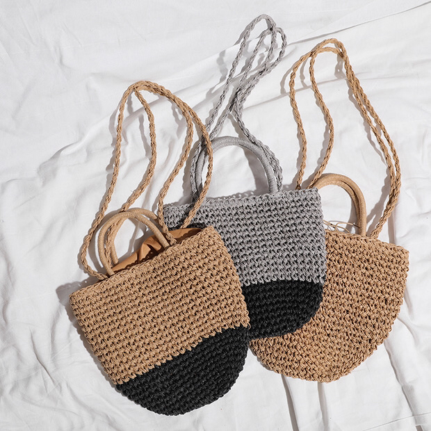 Straw Bag Crossbody Shoulder Handbag Weaving All-Matching Large Capacity Beach Vacation Ins Style Mo