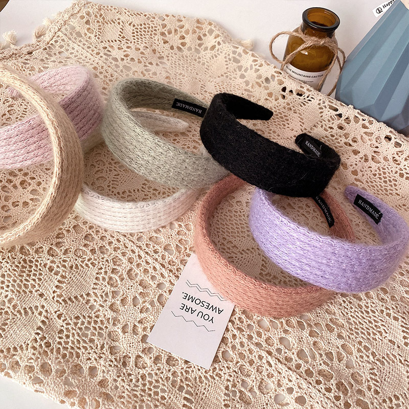 Autumn Winter Retro Wool Headband Hairpin with Broad Edge On...
