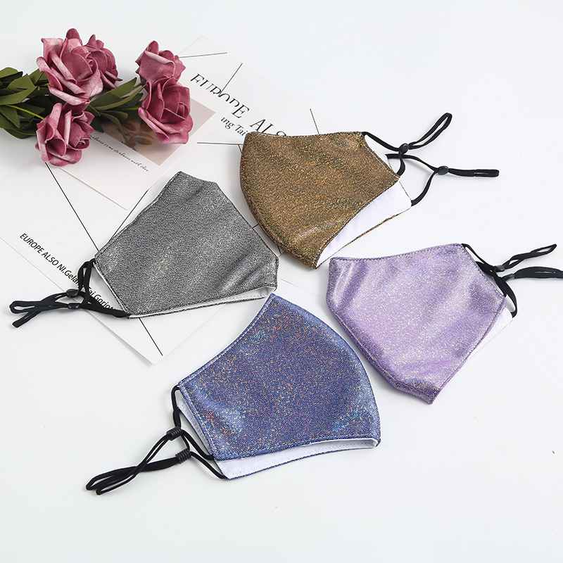 Adult Fashion Pure Color Sequins Mask Insert Filter Dust-Proof Anti-Haze Breathable Color Pure Cotto