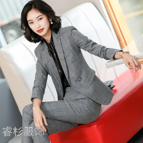 plaid blazer women‘s 2022 autumn new korean fashion elegant slim fit all-match niche women‘s suit fashion