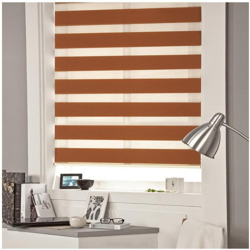 Manufacturer Customized Soft Gauze Shutter Louver Curtain Double Roller Blind Rainbow Curtain Double-Layer Structure Shading Degree Adjustable