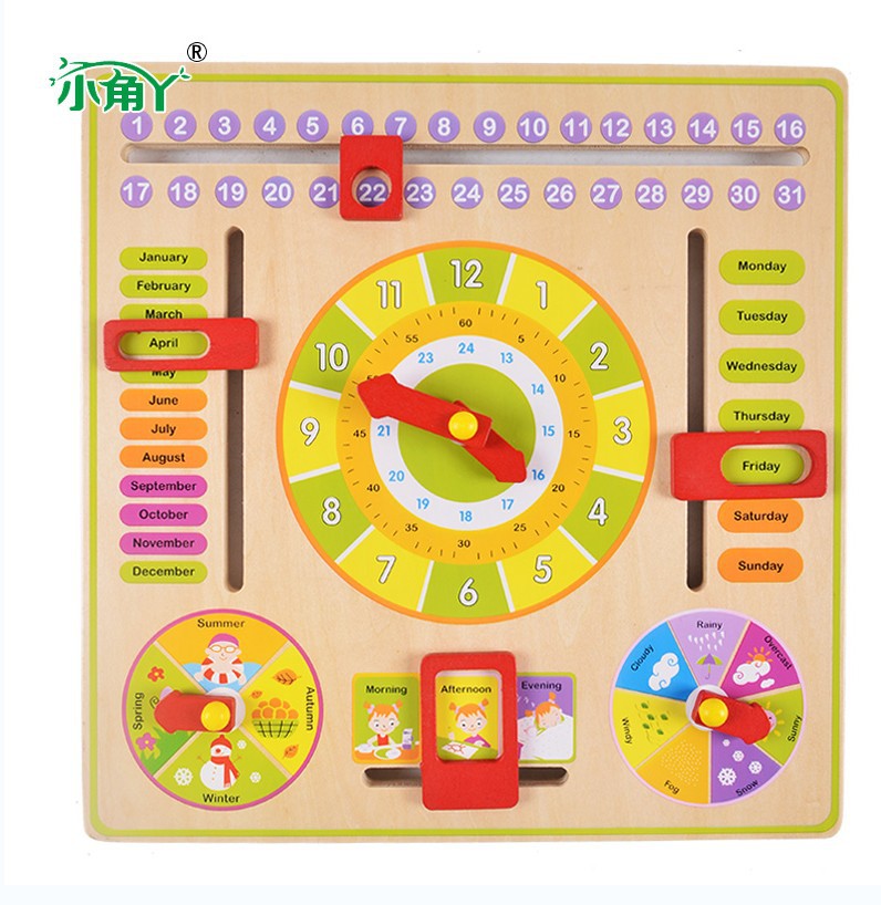 Xiaojiao Ya Wooden Multifunctional Montessori Teaching Aids Digital Clock Cognitive Learning Alarm C