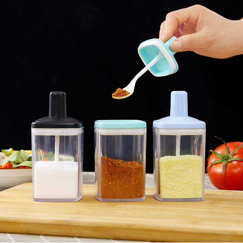 塑料调味料收纳厨房防潮盖勺一体调料瓶套装家用佐料瓶