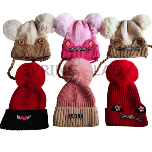 spring lady wool knitted autumn and winter hat cold-proof warm male and female baby cartoon cap cute cap children‘s cap